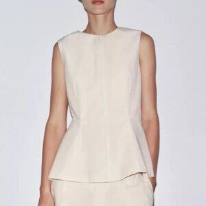 ZARA ZW COLLECTION PEPLUM TOP ECRU NWT L